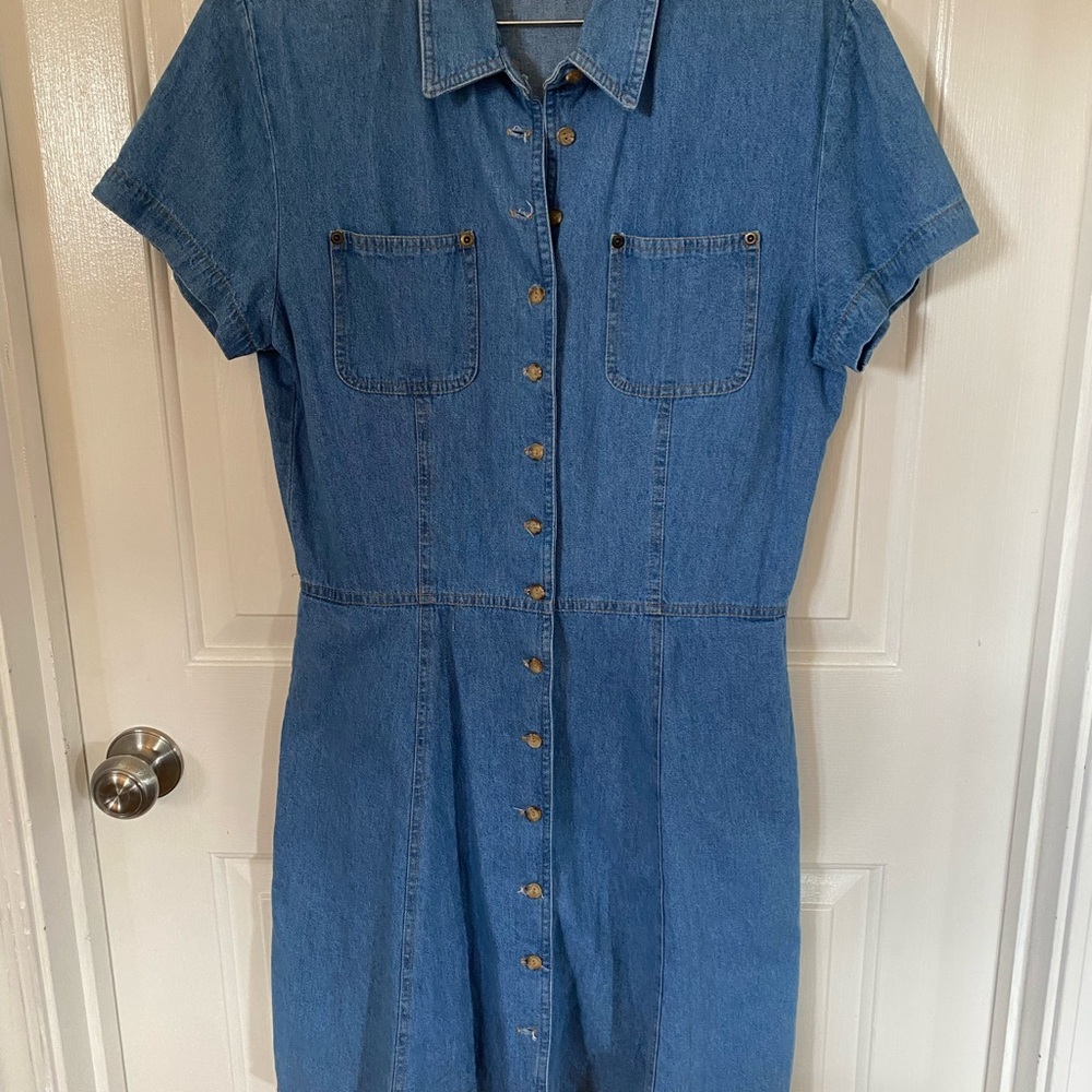 Vintage 1990s PG Collections Denim Button-Up Dress